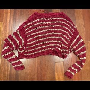 Free People, Cropped Boho Knit Sweater, Size Small